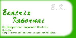 beatrix kapornai business card